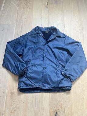 Vintage 80s David Peyser Warm-Up Jacket Blue Coach Snap Front Made In USA Mens S